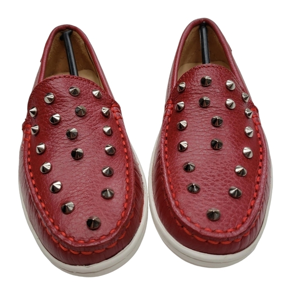 Marc Joseph | NIB Louisville Red Grainy Leather Studded Loafers Girl's 1.5 - Picture 3 of 14